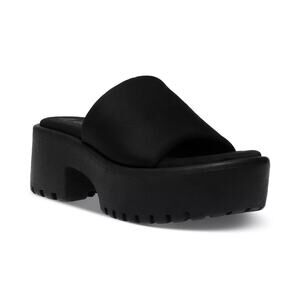 Wild Pair Women's Questt Lug Slide Sandals Slip on Breathable Black Size 8M NWOB